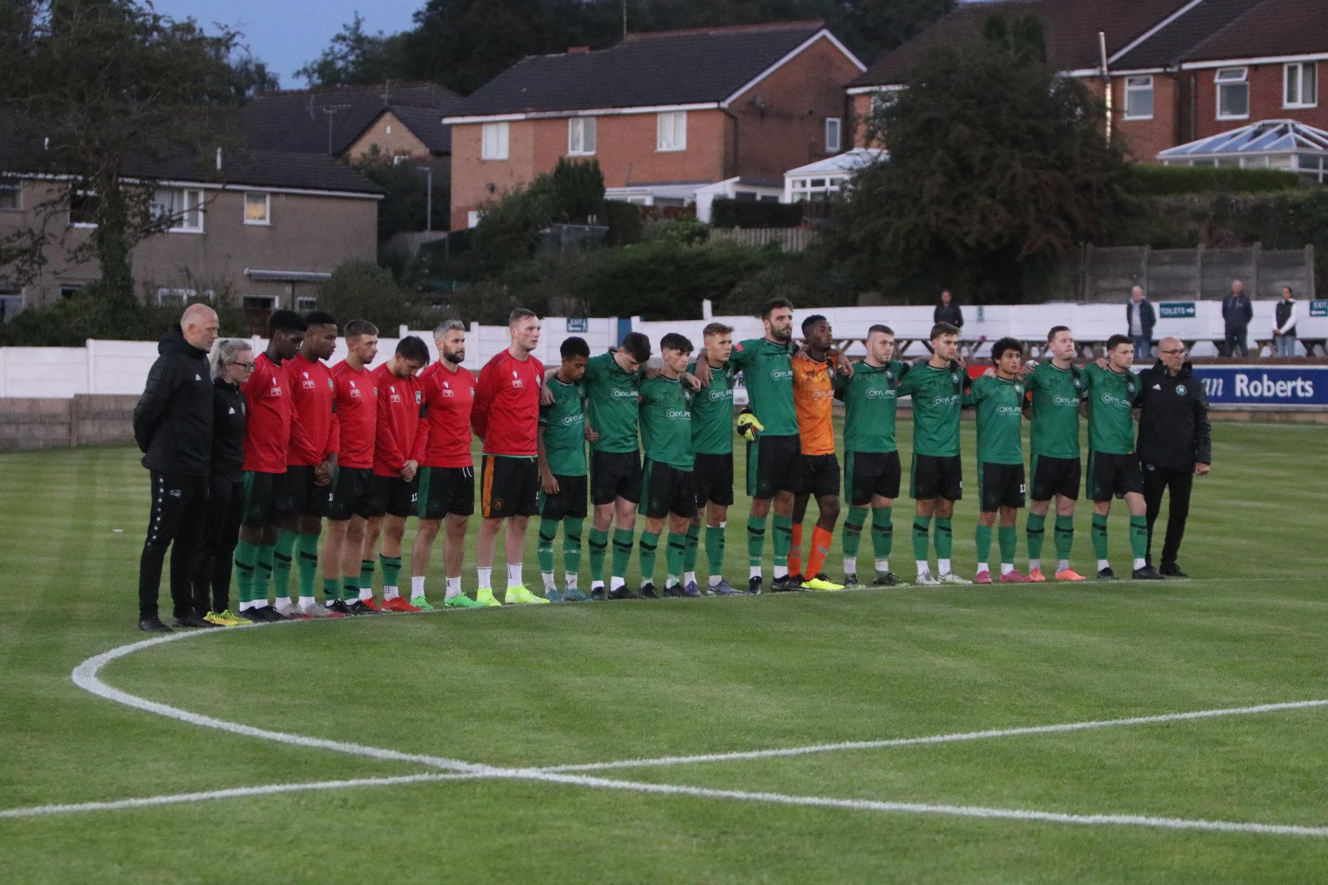 1874 Northwich players and staff observe a minute's silence for HM Queen Elizabeth II 